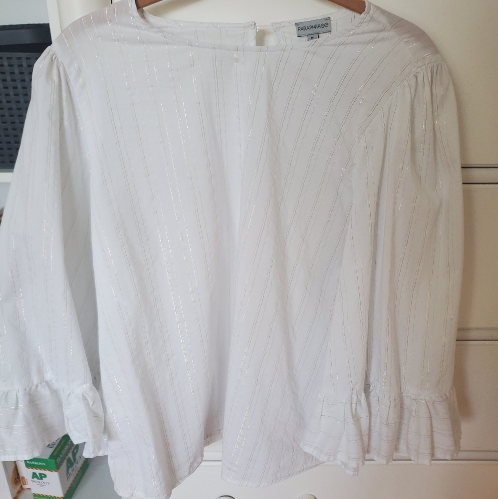 Puffy White Stripped Blouse
